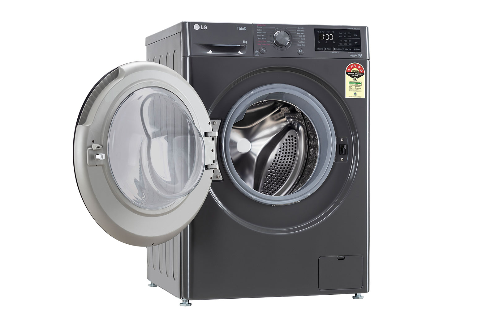 LG 8Kg Front Load Washing Machine, AI Direct Drive™, Middle Black, FHP1208A5M