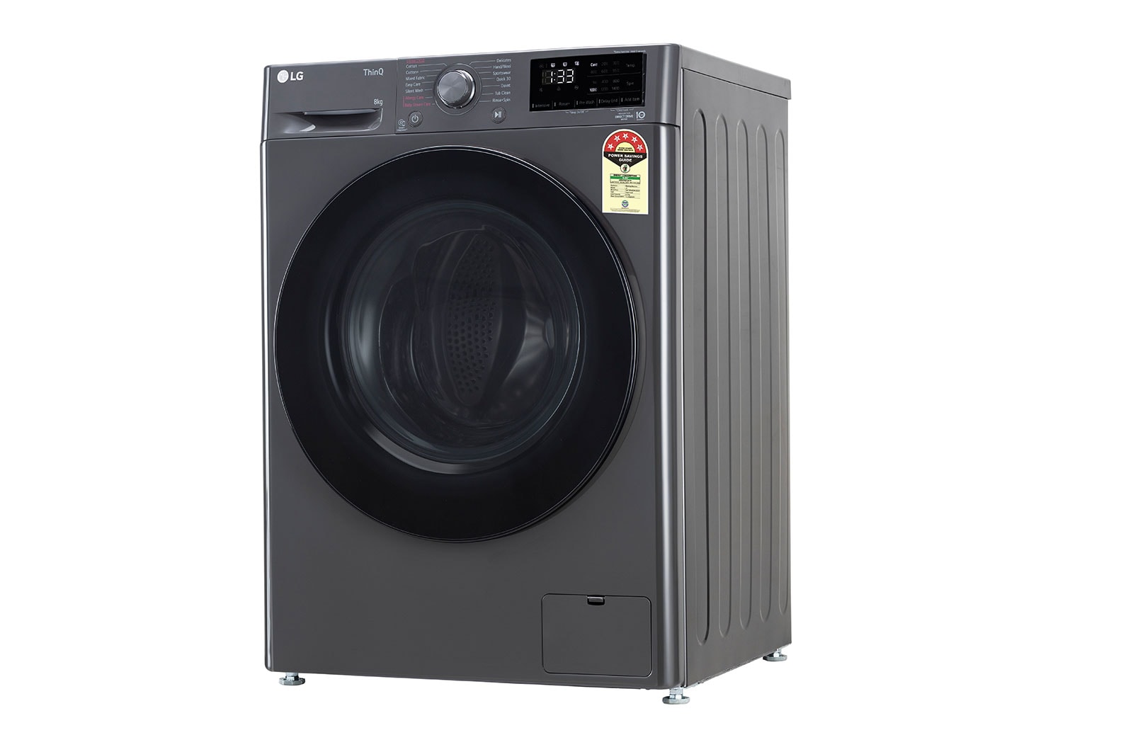 LG 8Kg Front Load Washing Machine, AI Direct Drive™, Middle Black, FHP1208A5M