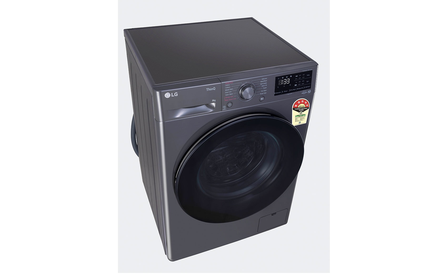 LG 8Kg Front Load Washing Machine, AI Direct Drive™, Middle Black, FHP1208A5M