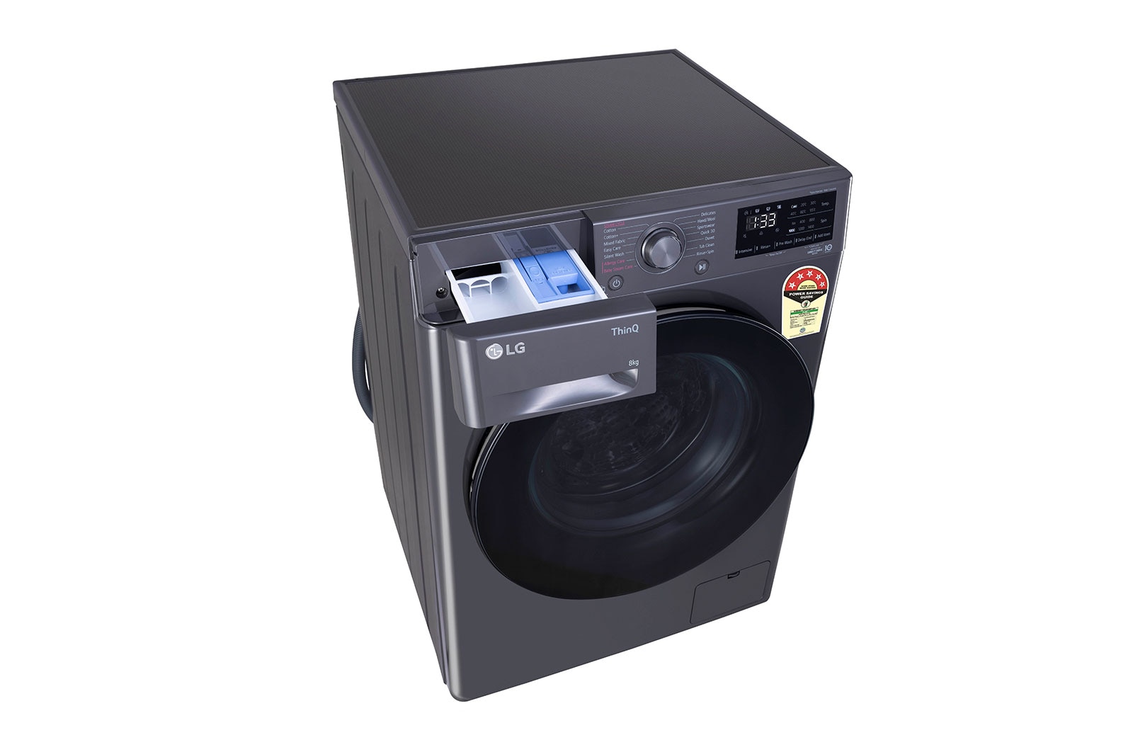 LG 8Kg Front Load Washing Machine, AI Direct Drive™, Middle Black, FHP1208A5M