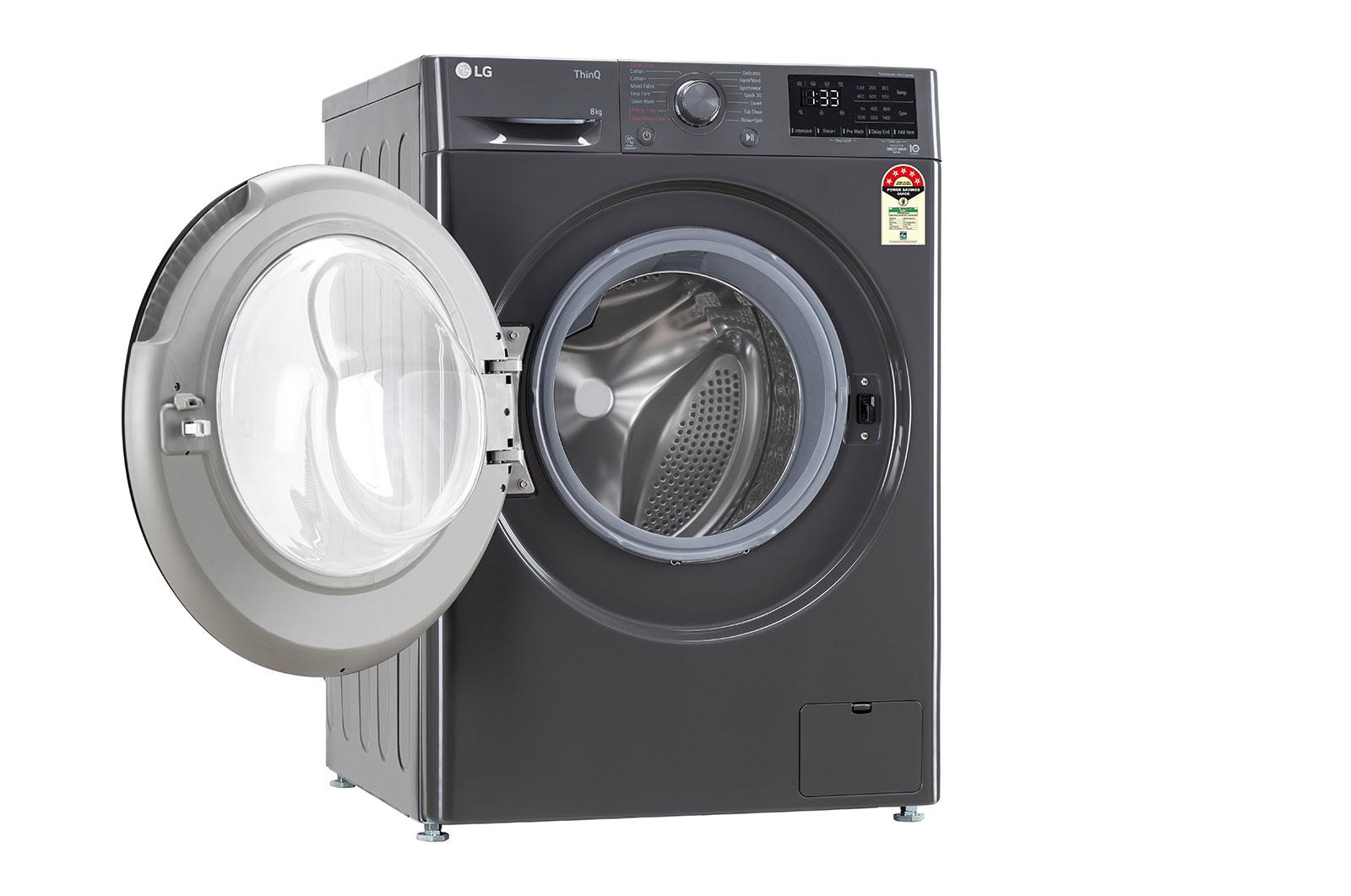 LG 8Kg Front Load Washing Machine, AI Direct Drive™, Middle Black, FHP1208Z3M