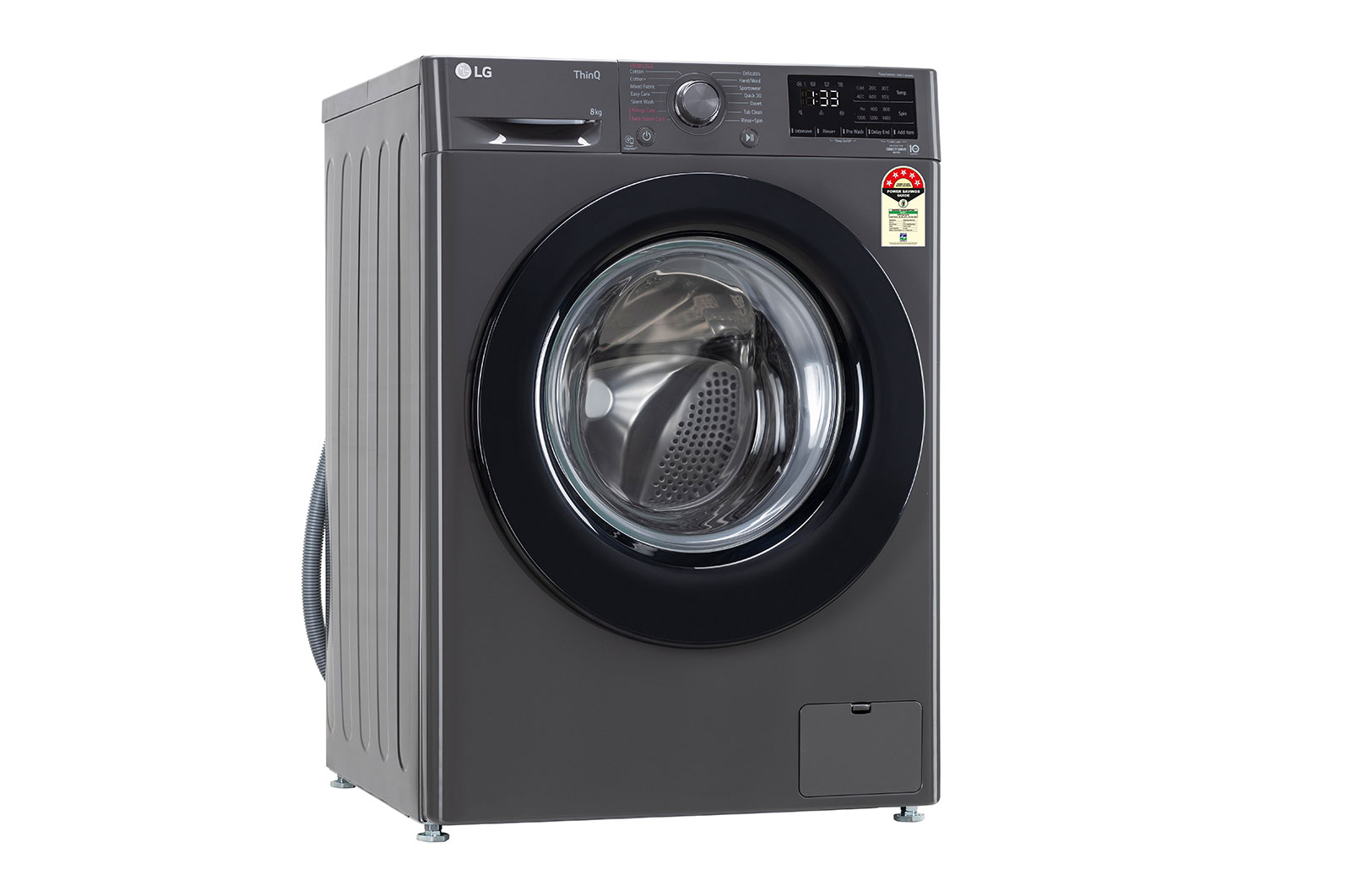 LG 8Kg Front Load Washing Machine, AI Direct Drive™, Middle Black, FHP1208Z3M