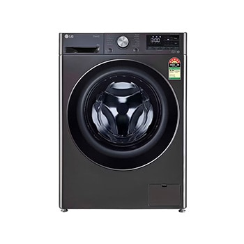 Front view of LG 9 Kg Front Load Washing Machine, AI Direct Drive™, Steam+, Black VCM, 5 Star FHP1209Z9B