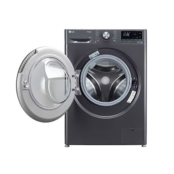 LG 10Kg Front Load Washing Machine, AI Direct Drive™, Middle Black, 5 Star, FHP1410Z3M, Door Open