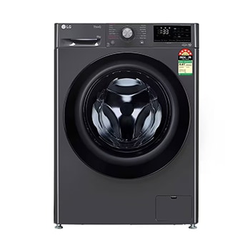 Front view of LG 10 Kg Front Load Washing Machine, AI Direct Drive™, Direct Drive Motor, Middle Black, 5 Star FHP1410Z5M