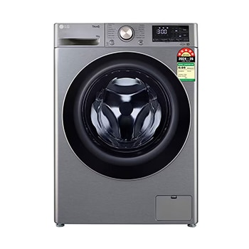 Front view of LG 10 Kg Front Load Washing Machine, AI Direct Drive™, 6 Motion Direct Drive, Platinum Silver, 5 Star FHP1410Z7P