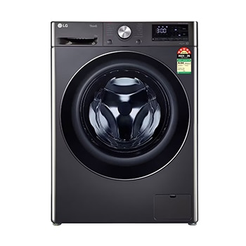 Front view of LG 11 Kg Front Load Washing Machine, AI Direct Drive™, Steam+, Black VCM, 5 Star FHP1411Z9B