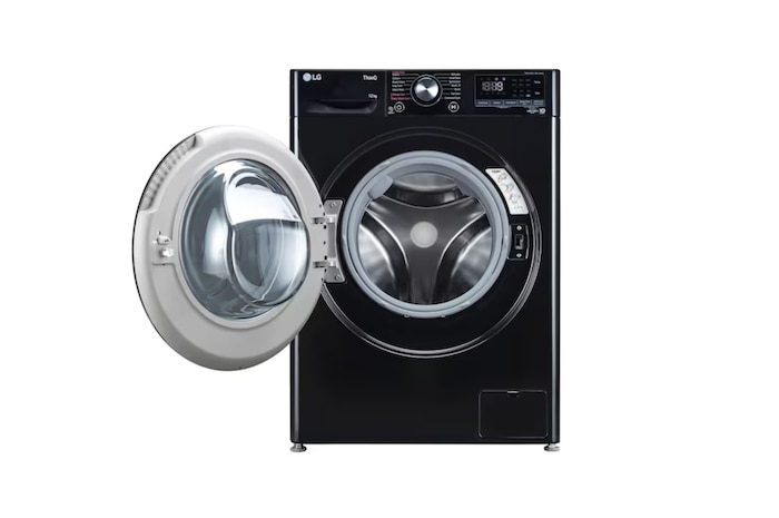 LG 12Kg Front Load Washing Machine, AI Direct Drive™, Onyx Black, 5 Star, FHP1412Z5O, Door Open