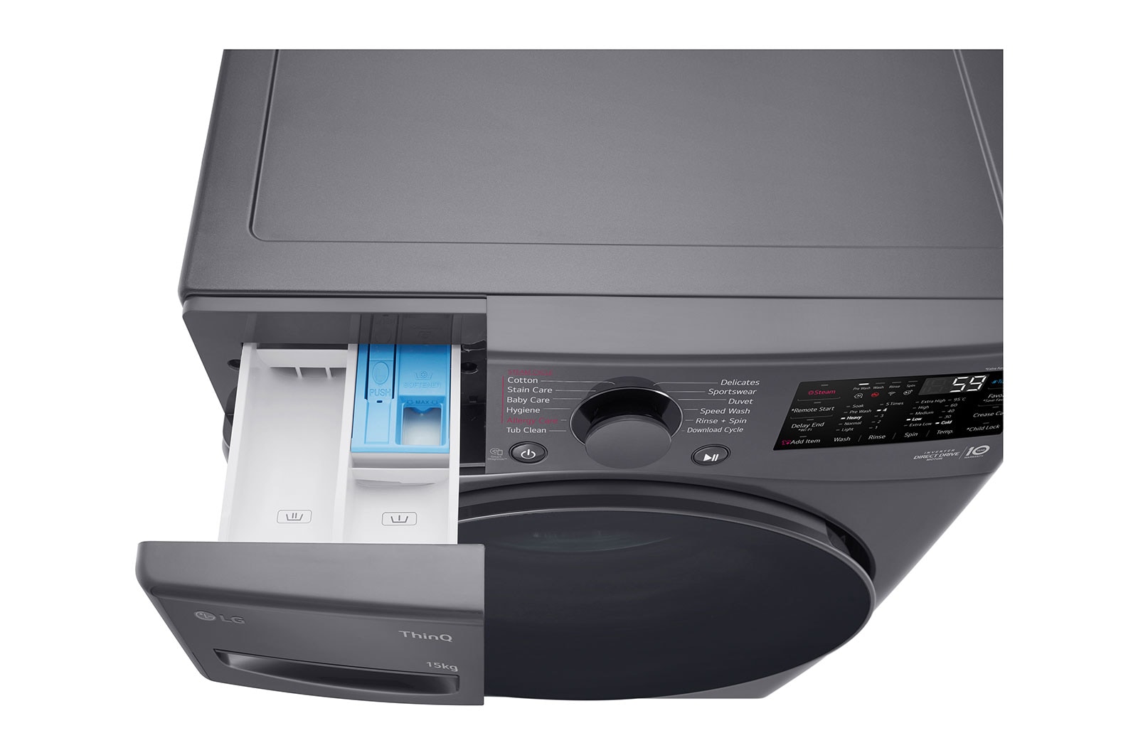 LG 15Kg Front Load Washing Machine, AI Direct Drive™, Middle Black , FHT1415ZTM