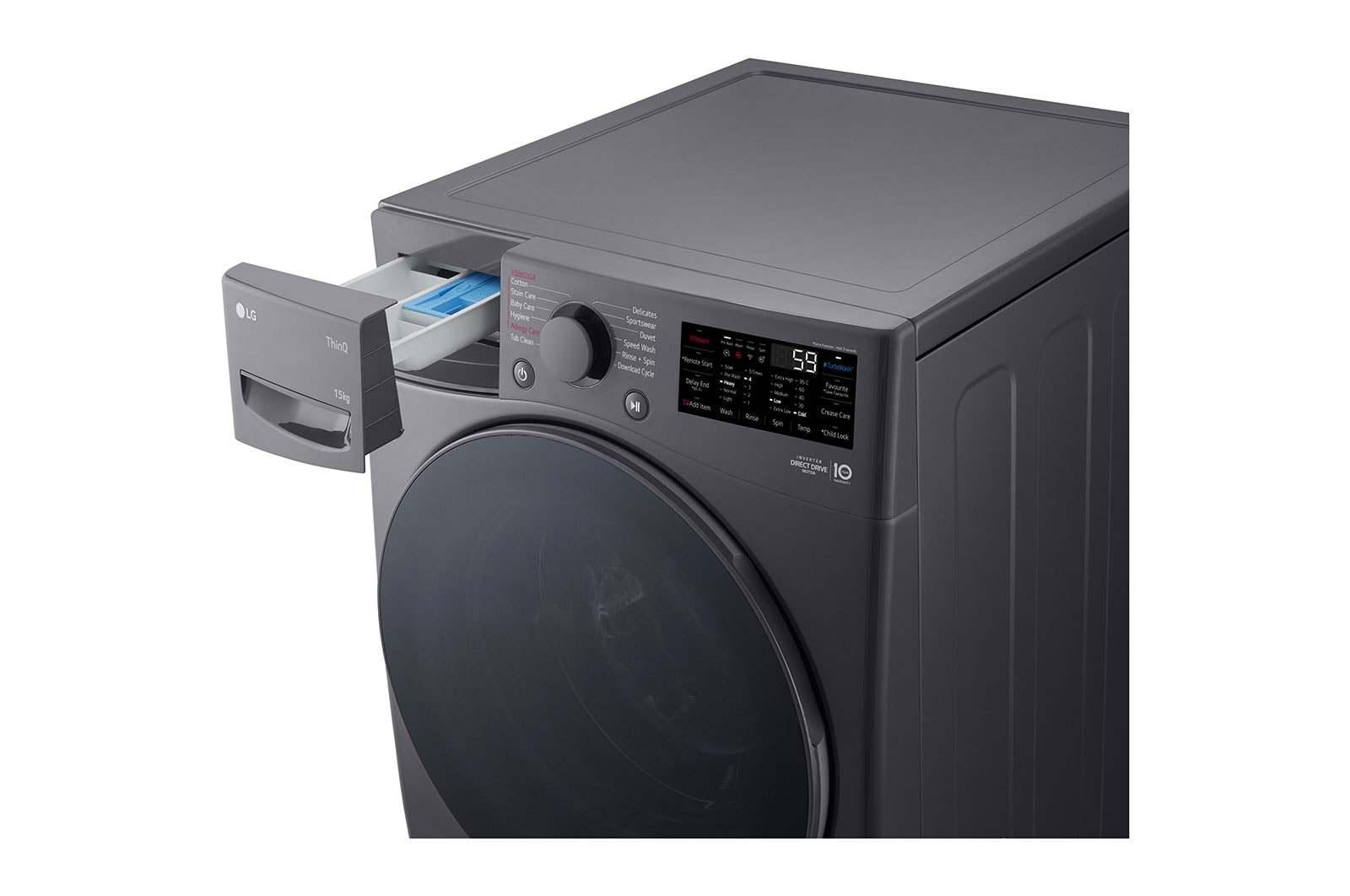 LG 15Kg Front Load Washing Machine, AI Direct Drive™, Middle Black , FHT1415ZTM