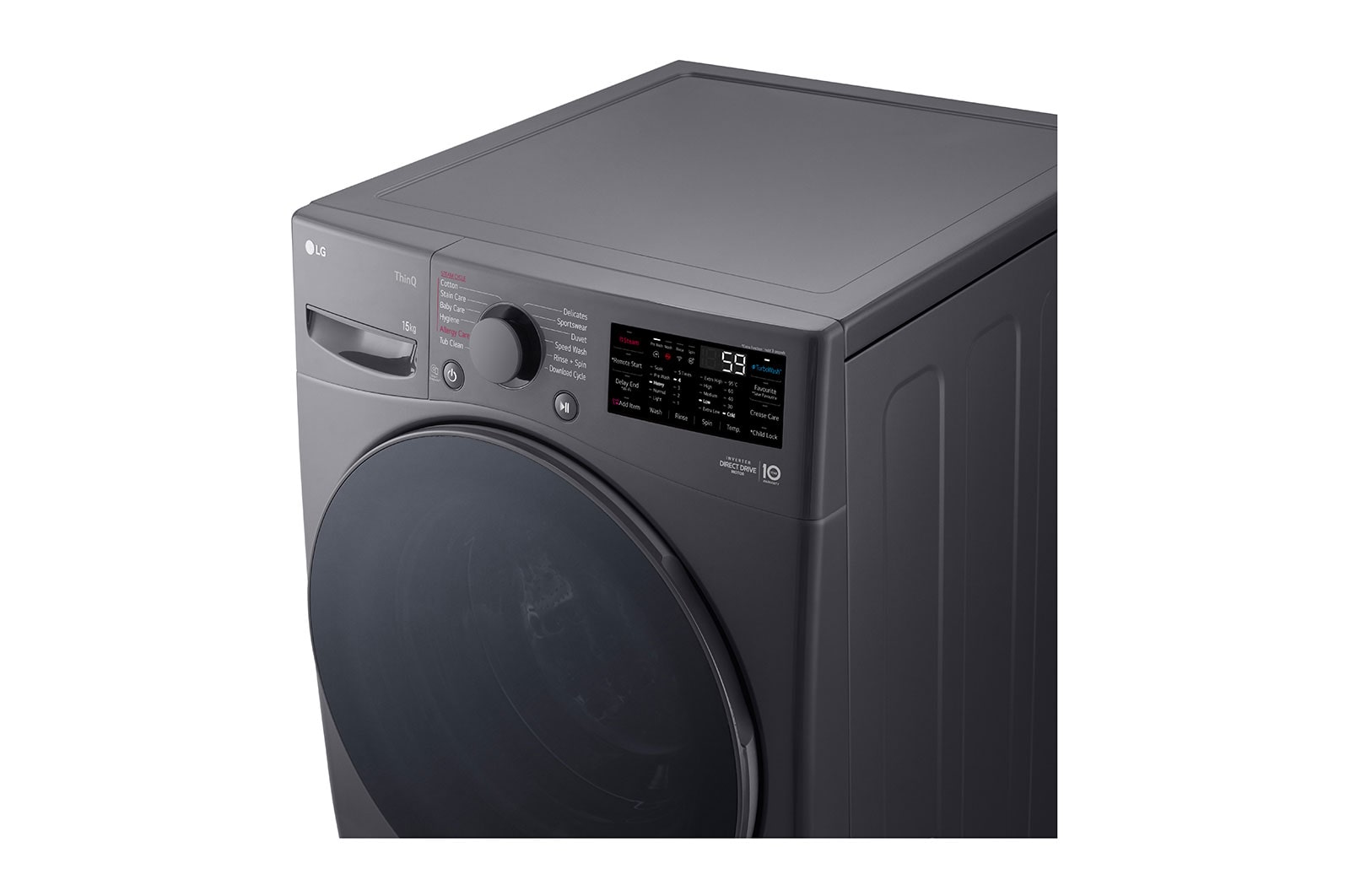 LG 15Kg Front Load Washing Machine, AI Direct Drive™, Middle Black , FHT1415ZTM