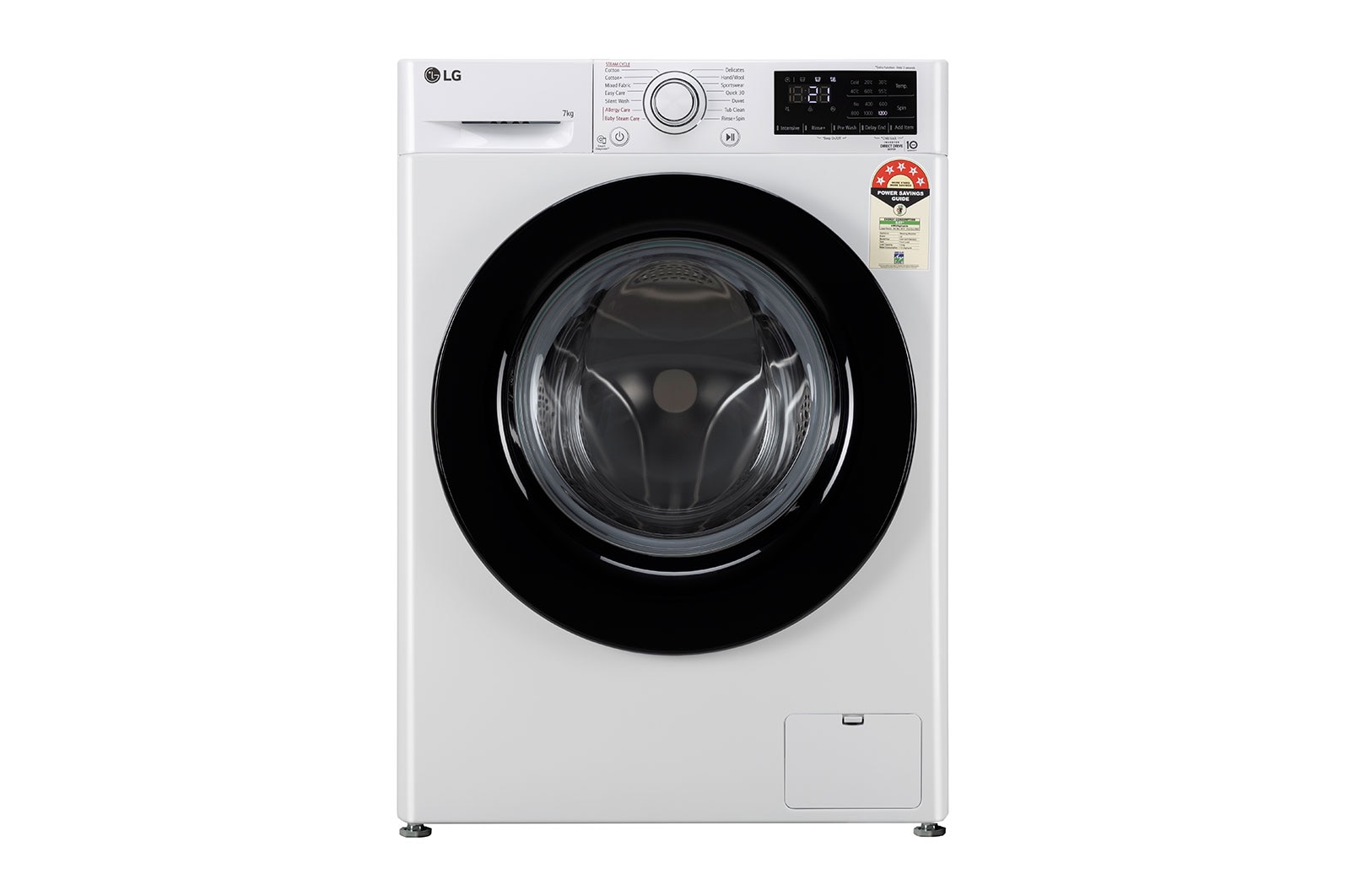 LG 7Kg Front Load Washing Machine, AI Direct Drive™, White, FHV1207Z2W