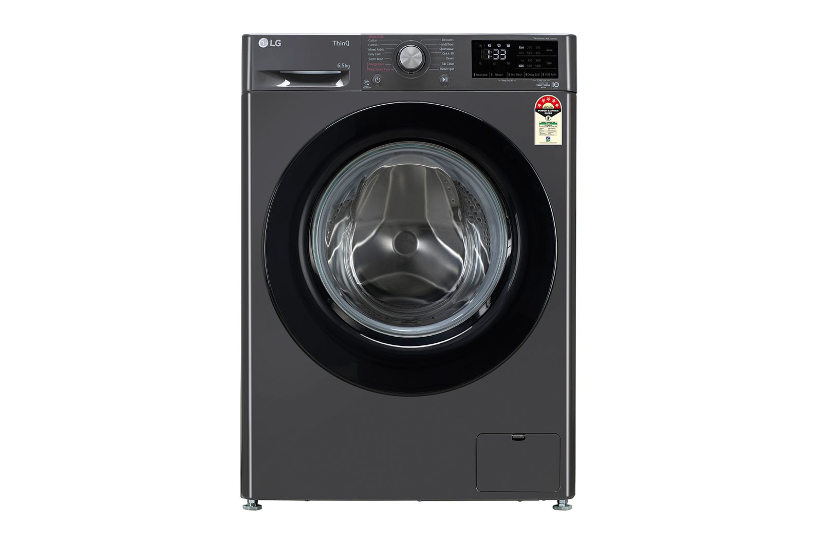 LG 6.5Kg Front Load Washing Machine, AI Direct Drive™, Middle Black, FHV1265Z2M