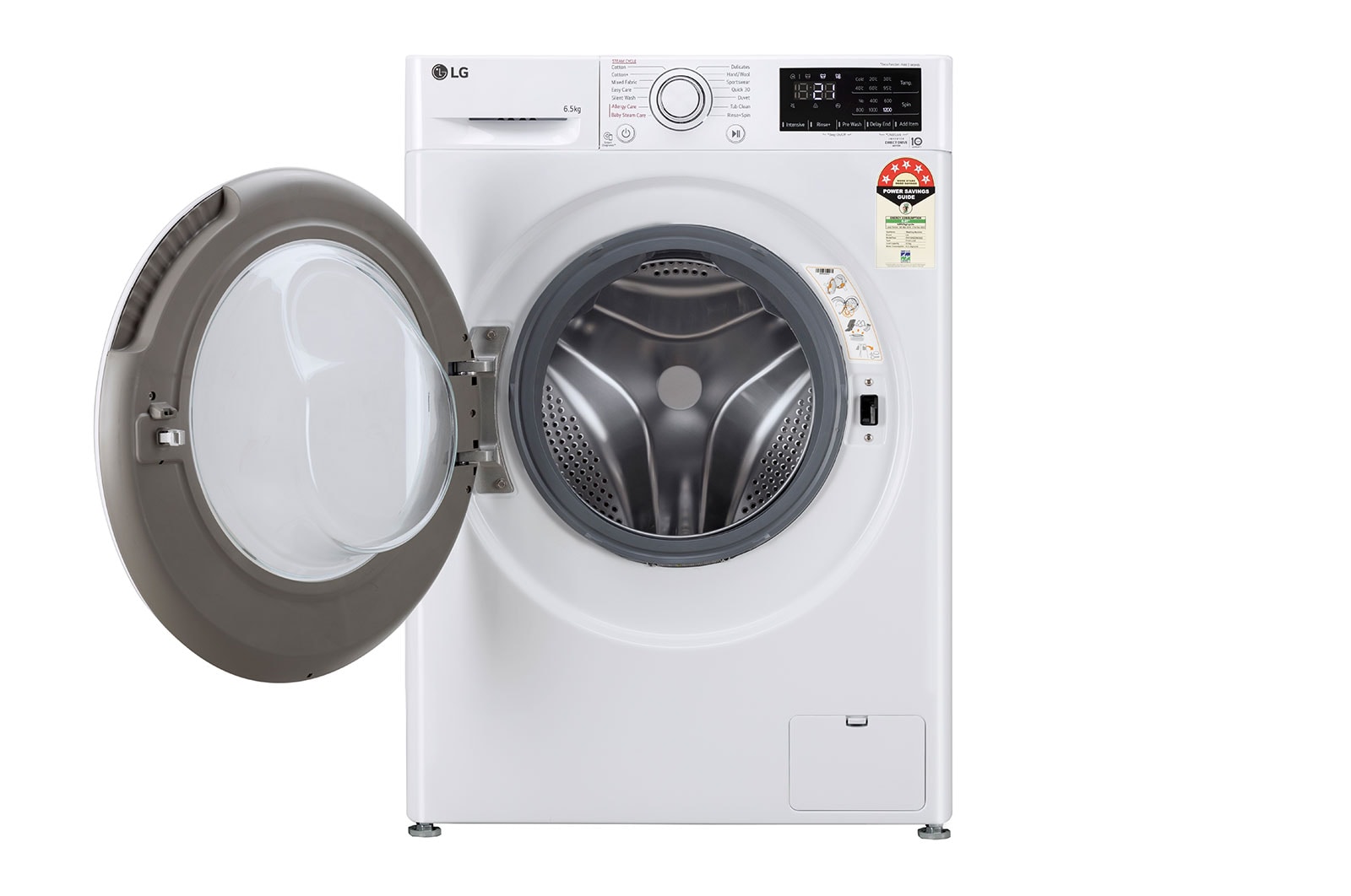 LG 6.5Kg Front Load Washing Machine, AI Direct Drive™, Steam, White, FHV1265Z2W