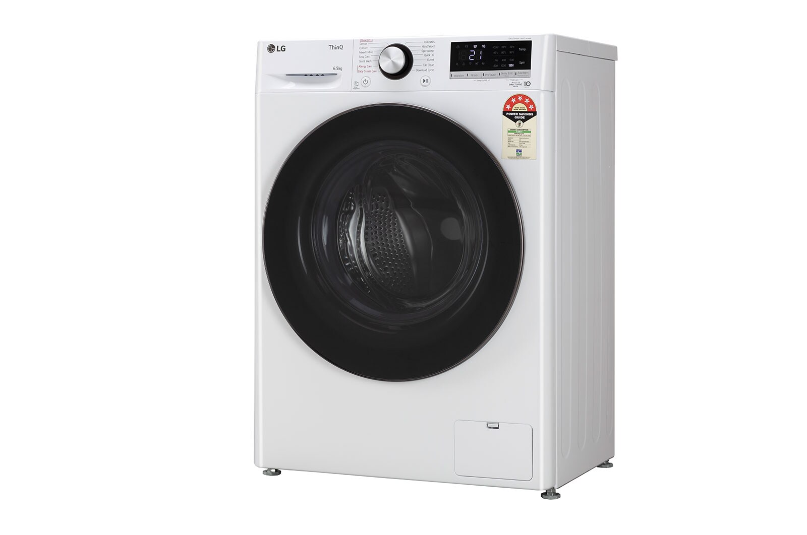 LG 6.5Kg Front Load Washing Machine, AI Direct Drive™, White, FHV1265ZFW