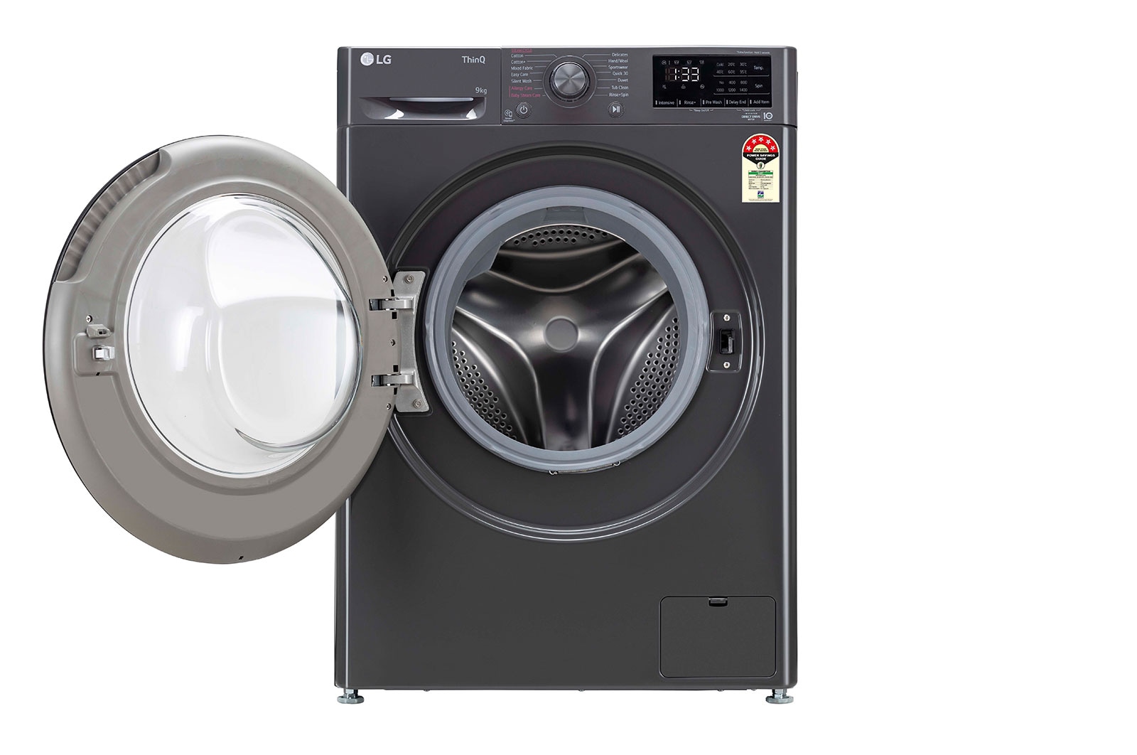 LG 9Kg Front Load Washing Machine, AI Direct Drive™, Steam™, Middle Black, FHV1409Z2M