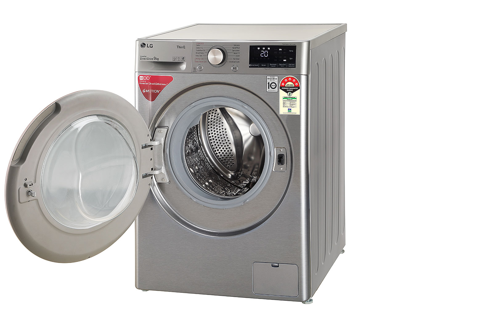 LG 9Kg Front Load Washing Machine, AI Direct Drive™,Platinum Silver, FHV1409ZWP