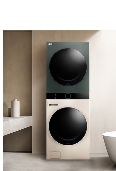 It shows a nature green color of the bottom of LG Objet WashTower.