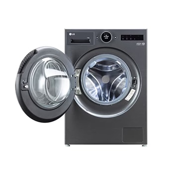 LG 12Kg Front Load Washing Machine, AI Direct Drive 2.0, Digital Dial & ez-Dispense, Essence Black, 5 Star, FX1412A9K, Door Open