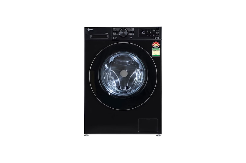 Front view of 12 KG Front Load Washing Machine, Smart Diagnosis, 6 Motion DD, AIDD™, Onyx Black, 5 Star FX1412N3O