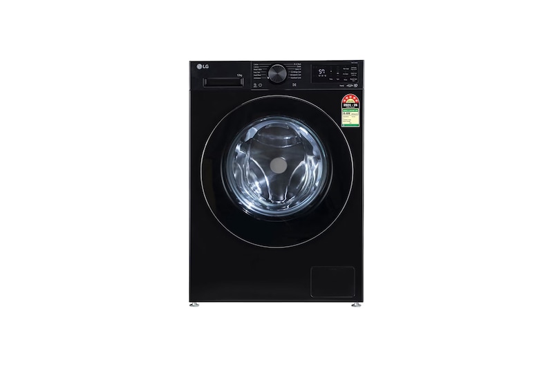 Front view of 12 KG Front Load Washing Machine, AI Direct Drive™, Steam, Onyx Black, 5 Star FX1412N5O