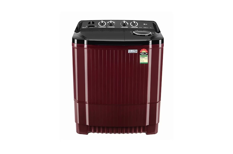 Front view of LG 8.5KG Semi Automatic Top Load Washing Machine, Roller Jet Pulsator + Soak, Burgundy,5 Star P8535SDAZ