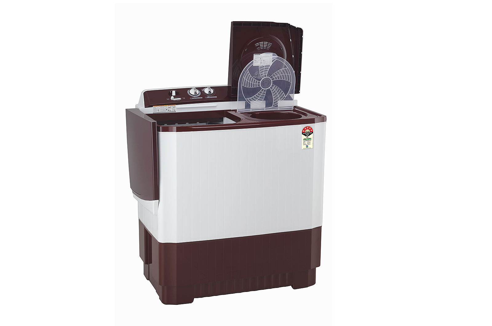 LG 10Kg Semi Automatic Top Load Washing Machine, Roller Jet Pulsator + Soak, Burgundy, P1050SRAZ