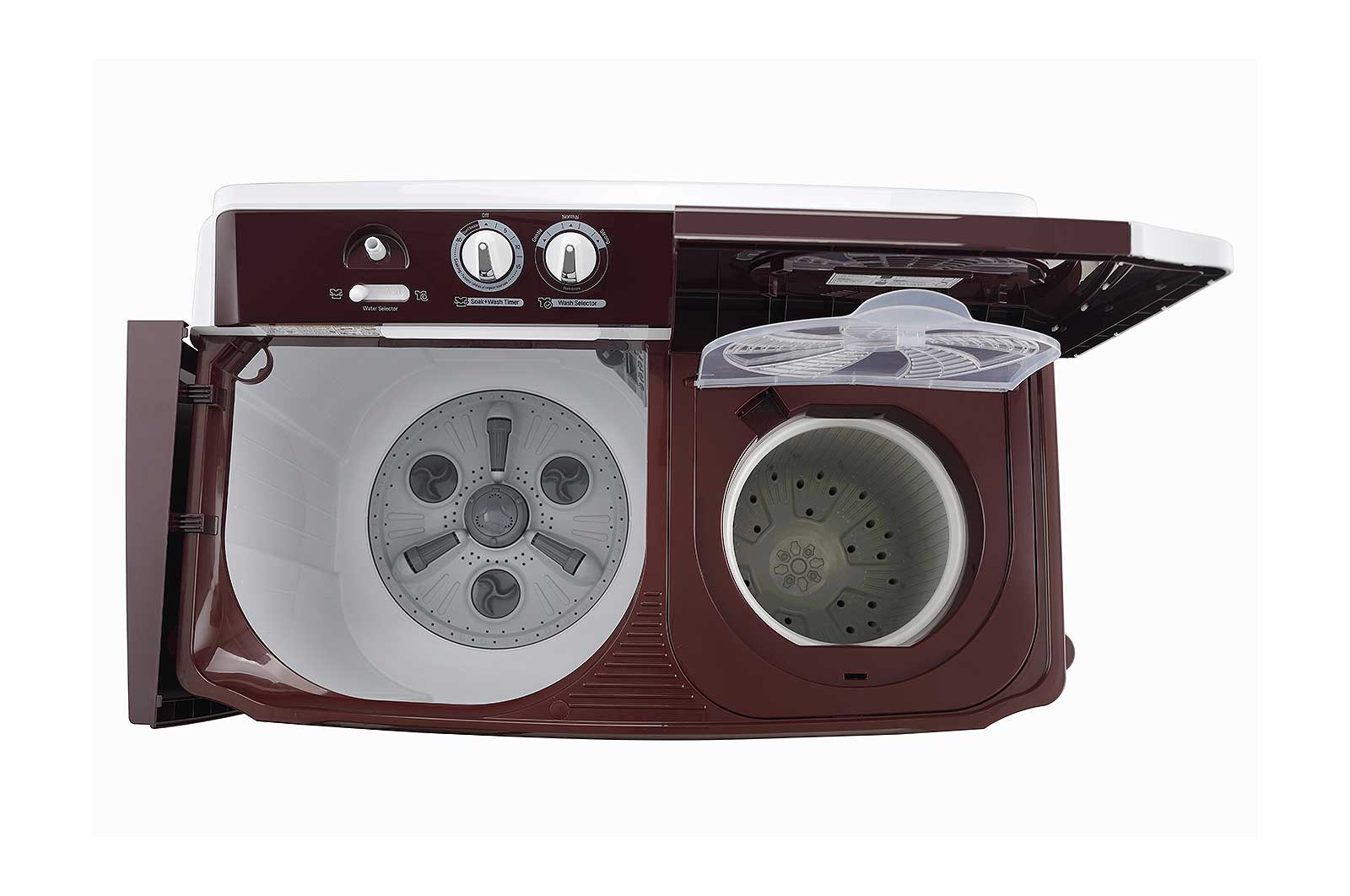 LG 10Kg Semi Automatic Top Load Washing Machine, Roller Jet Pulsator + Soak, Burgundy, P1050SRAZ