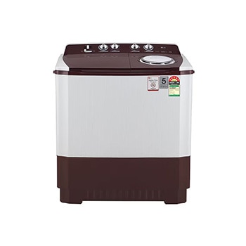 Front view of LG 10.5Kg Semi Automatic Washing Machine, Roller Jet Pulsator + Soak, Burgundy, 5 Star P105ASRAZ