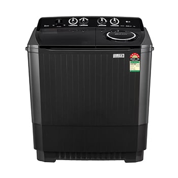 Front view of LG 11.5Kg Semi Automatic Washing Machine, Roller Jet Pulsator + Soak, Full Black, 5 Star P115ASLAZ