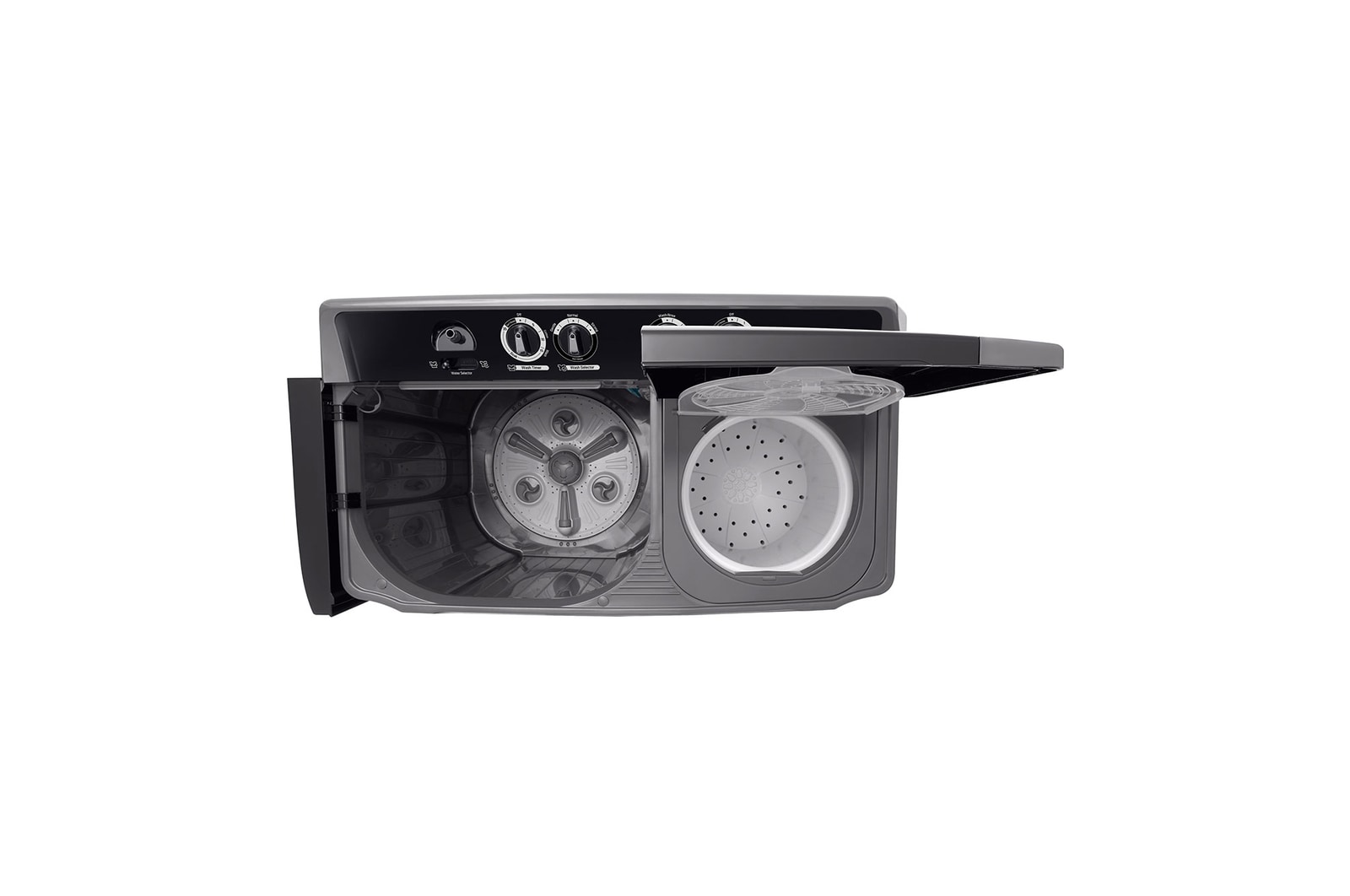 LG P1465SKAZ Semi Automatic Washing Machine Left View with Door Open