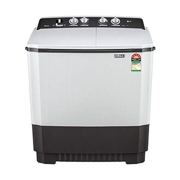 Front view of LG 7 Kg Semi Automatic Washing Machine with Rat Away Technology, Dark Grey, 5 Star P7010NGAZ