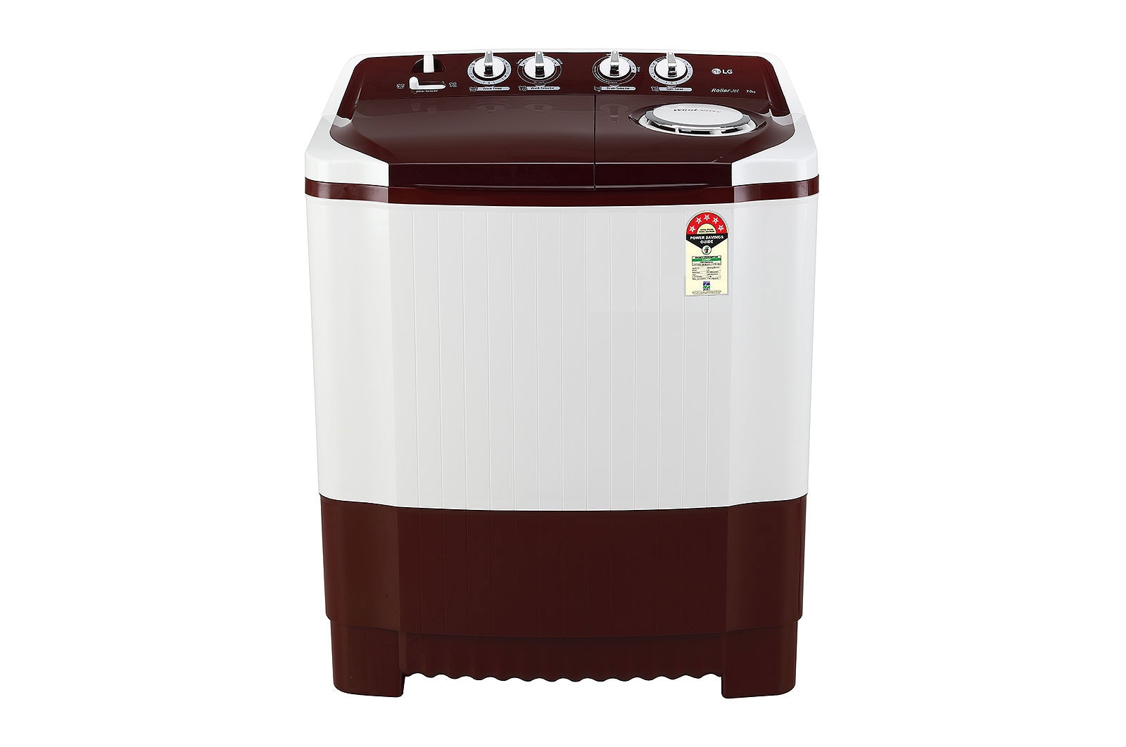 LG 7Kg Semi Automatic Top Load Washing Machine, Roller Jet Pulsator, Burgundy, P7010RRAZ