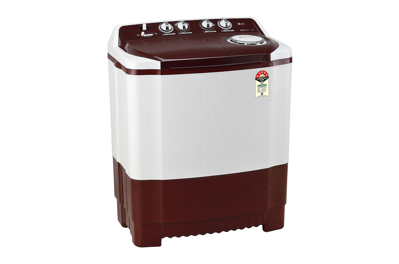 LG 7Kg Semi Automatic Top Load Washing Machine, Roller Jet Pulsator, Burgundy, P7010RRAZ
