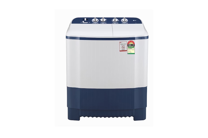 Front view of LG 7.5 Kg Semi Automatic Washing Machine with Roller Jet Pulsator, Wind Jet Dry, Dark Blue, 5 Star P7510RBAZ