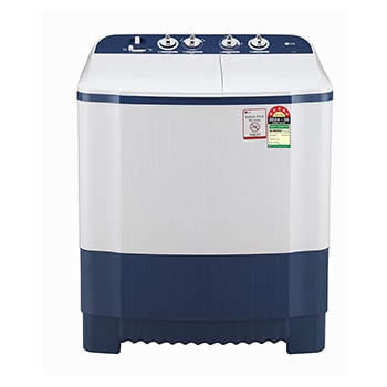 Front view of LG 7.5 Kg Semi Automatic Washing Machine with Roller Jet Pulsator, Wind Jet Dry, Dark Blue, 5 Star P7510RBAZ