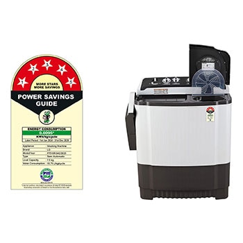 LG 7.5Kg Semi Automatic Top Load Washing Machine, Roller Jet Pulsator, Dark Gray, P7510RGAZ