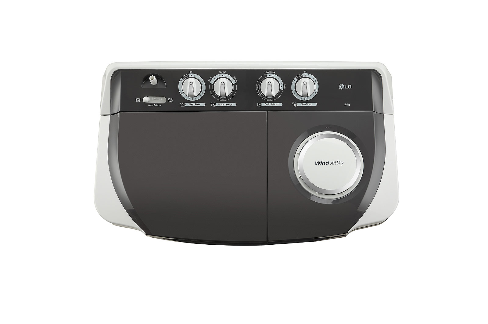 LG 7.5Kg Semi Automatic Top Load Washing Machine, Roller Jet Pulsator, Dark Gray, P7510RGAZ
