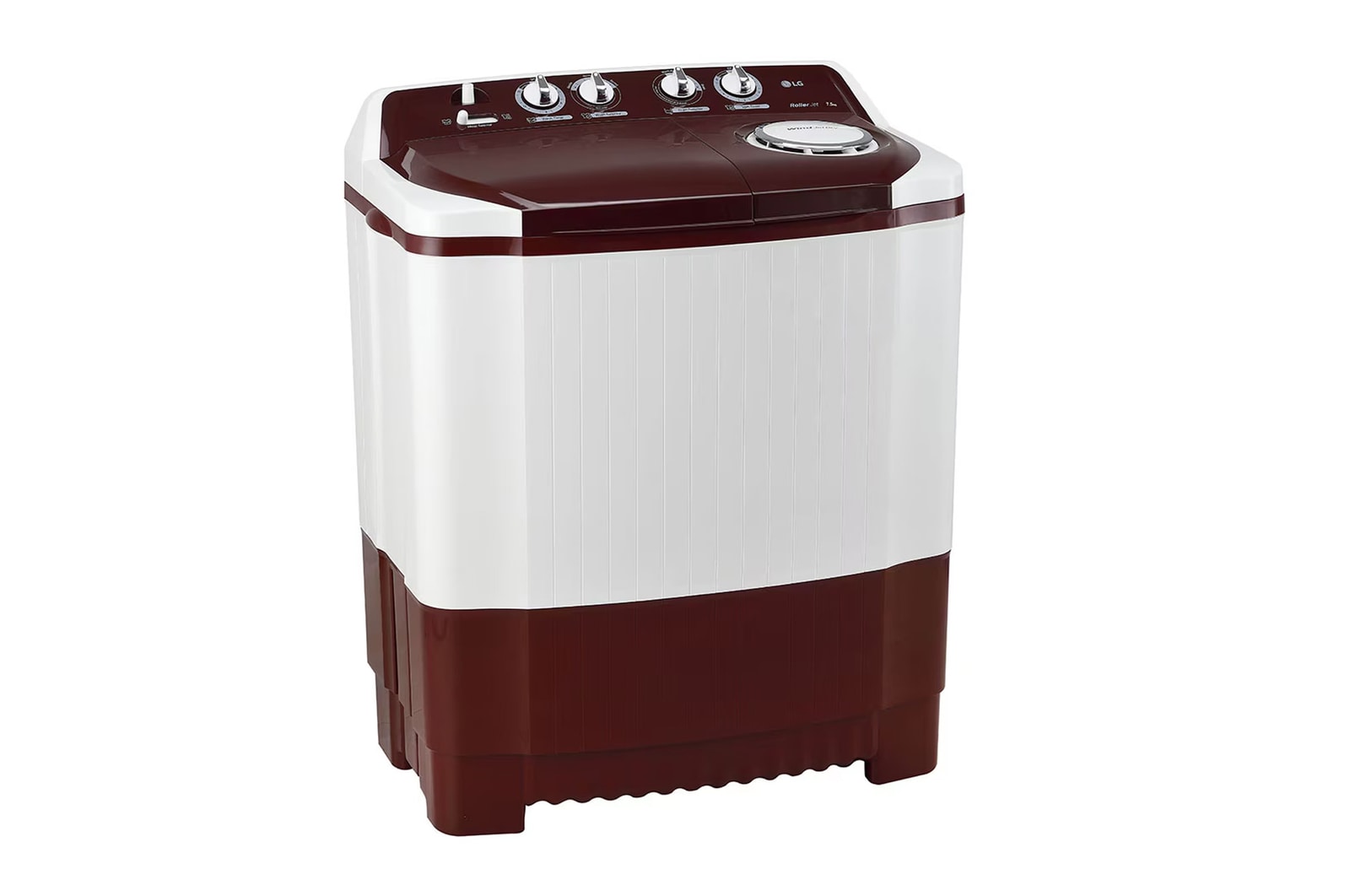 LG 7.5Kg Semi Automatic Washing Machine, Roller Jet Pulsator, Burgundy, 5 Star, P7510RRAZ
