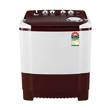 Front view of LG 7.5Kg Semi Automatic Washing Machine, Roller Jet Pulsator, Burgundy, 5 Star P7510RRAZ