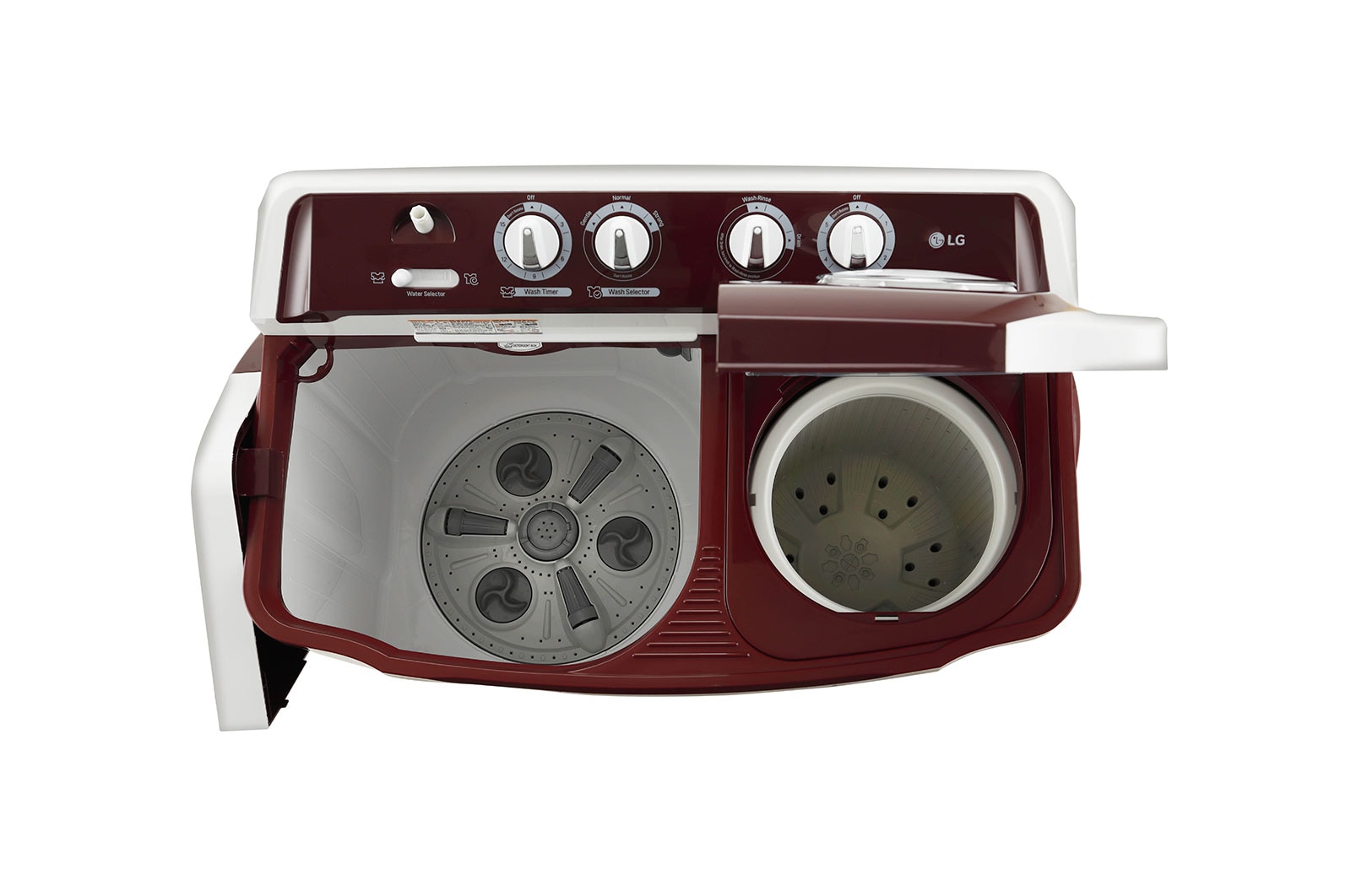 LG 7.5Kg Semi Automatic Top Load Washing Machine, Roller Jet Pulsator, Burgundy, P7510RRAZ