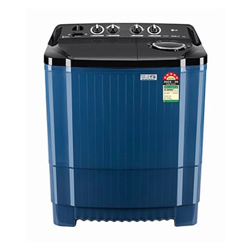Front view of LG 8Kg Semi Automatic Washing Machine, Roller Jet Pulsator + Soak, Full Dark Blue, 5 Star P8015SBAZ