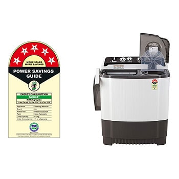 LG 8Kg Semi Automatic Top Load Washing Machine, Roller Jet Pulsator + Soak, Rat Away, Dark Gray, P8030SGAZ