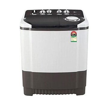 Front view of LG 8Kg Semi Automatic Washing Machine, Roller Jet Pulsator + Soak, Rat Away, Dark Grey, 5 Star P8030SGAZ