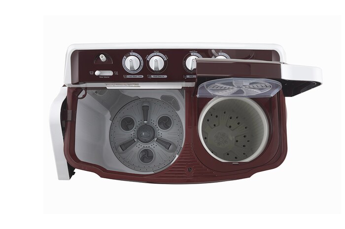 LG 8Kg Semi Automatic Washing Machine, Roller Jet Pulsator, Rat Away, Burgundy, 5 Star, P8030SRAZ