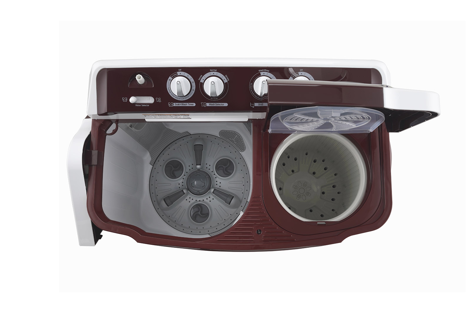 LG 8Kg Semi Automatic Top Load Washing Machine, Roller Jet Pulsator, Rat Away, Burgundy, P8030SRAZ