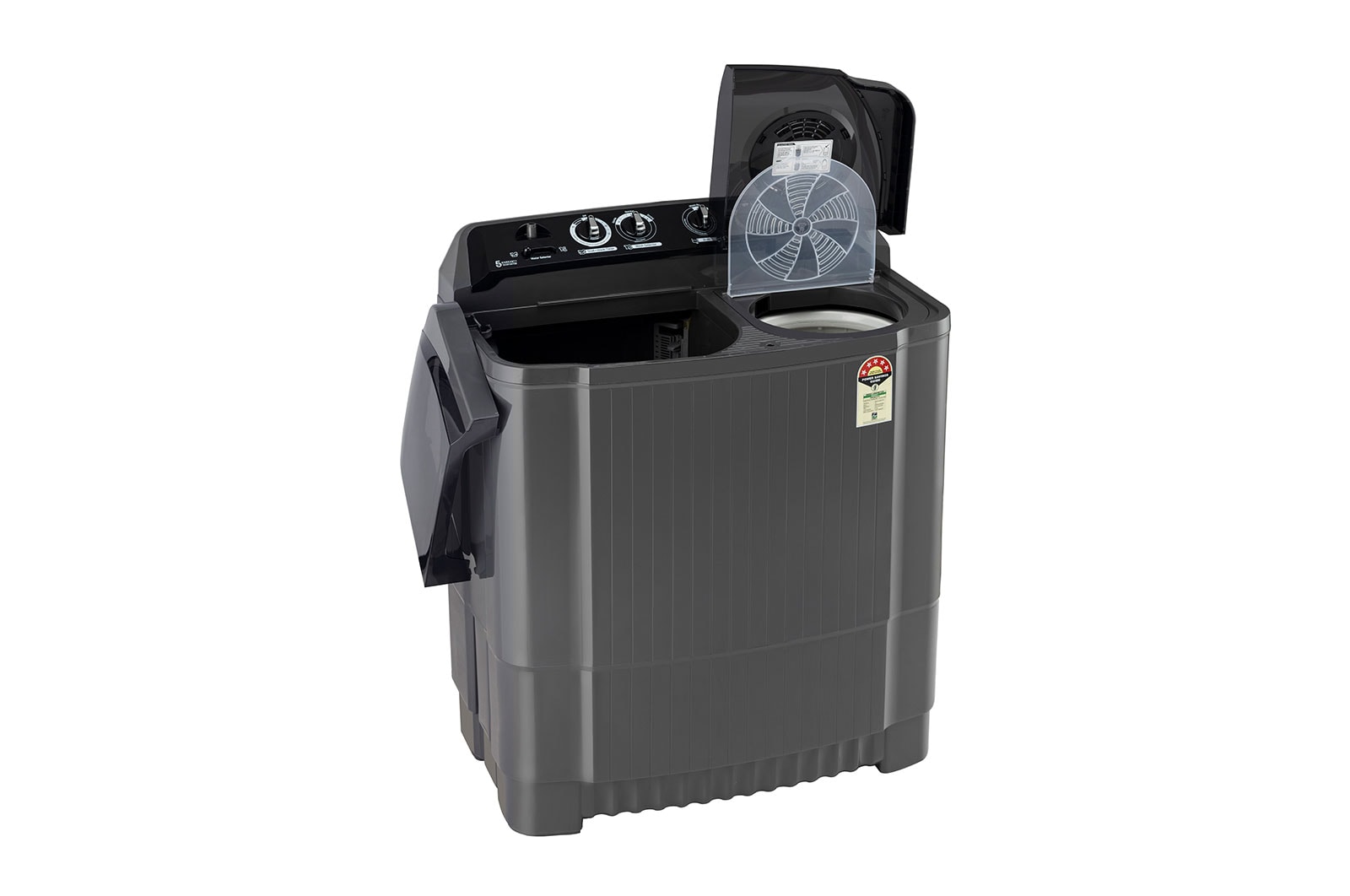 LG 8Kg, Semi Automatic Top Load Washing Machine, Roller Jet Pulsator + Soak, Middle Black , P8035SKAZ