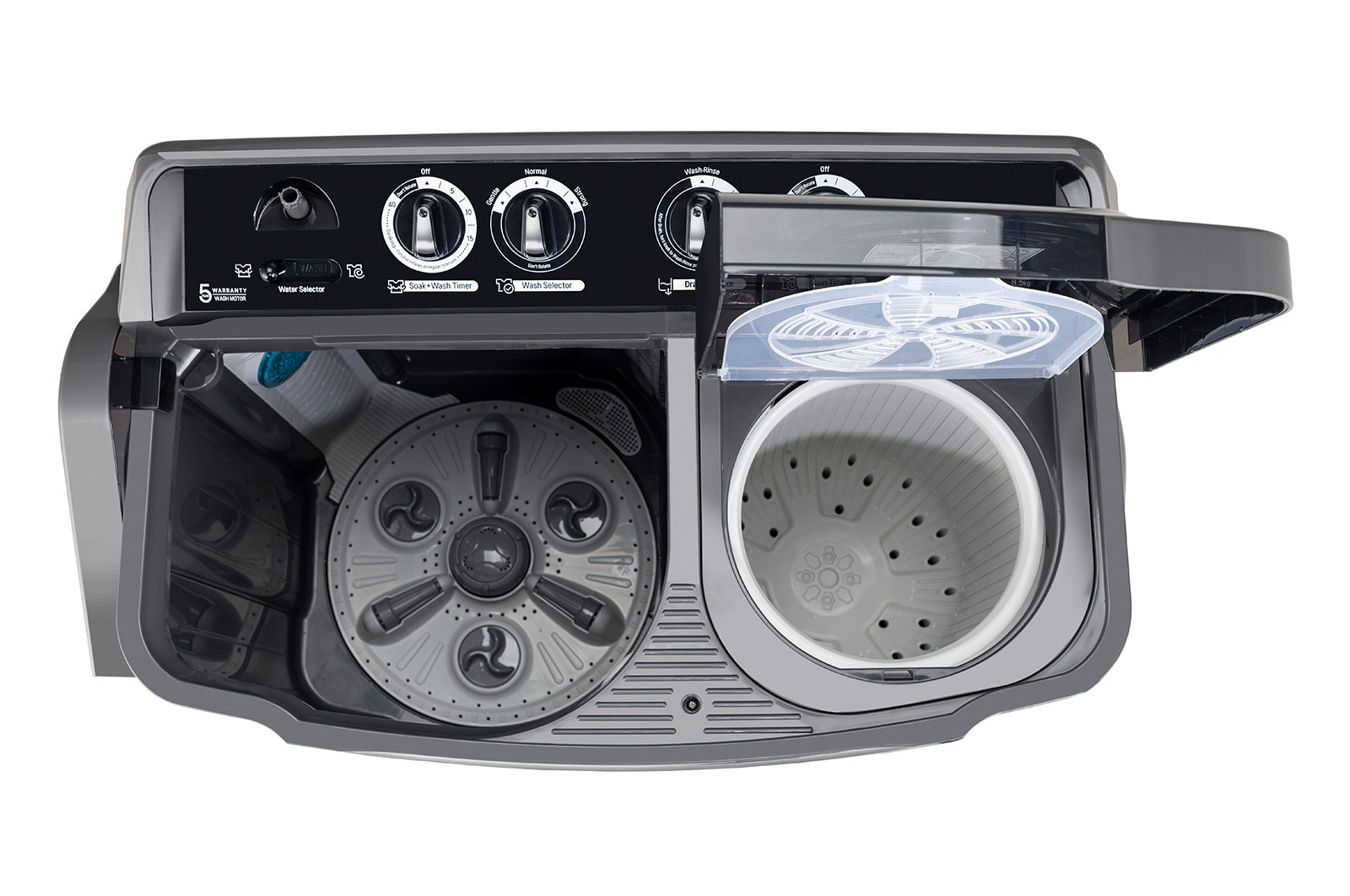 LG 8Kg, Semi Automatic Top Load Washing Machine, Roller Jet Pulsator + Soak, Middle Black , P8035SKAZ