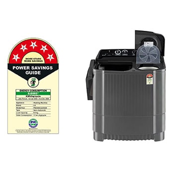 LG 8Kg, Semi Automatic Top Load Washing Machine, Roller Jet Pulsator + Soak, Middle Black , P8035SKAZ