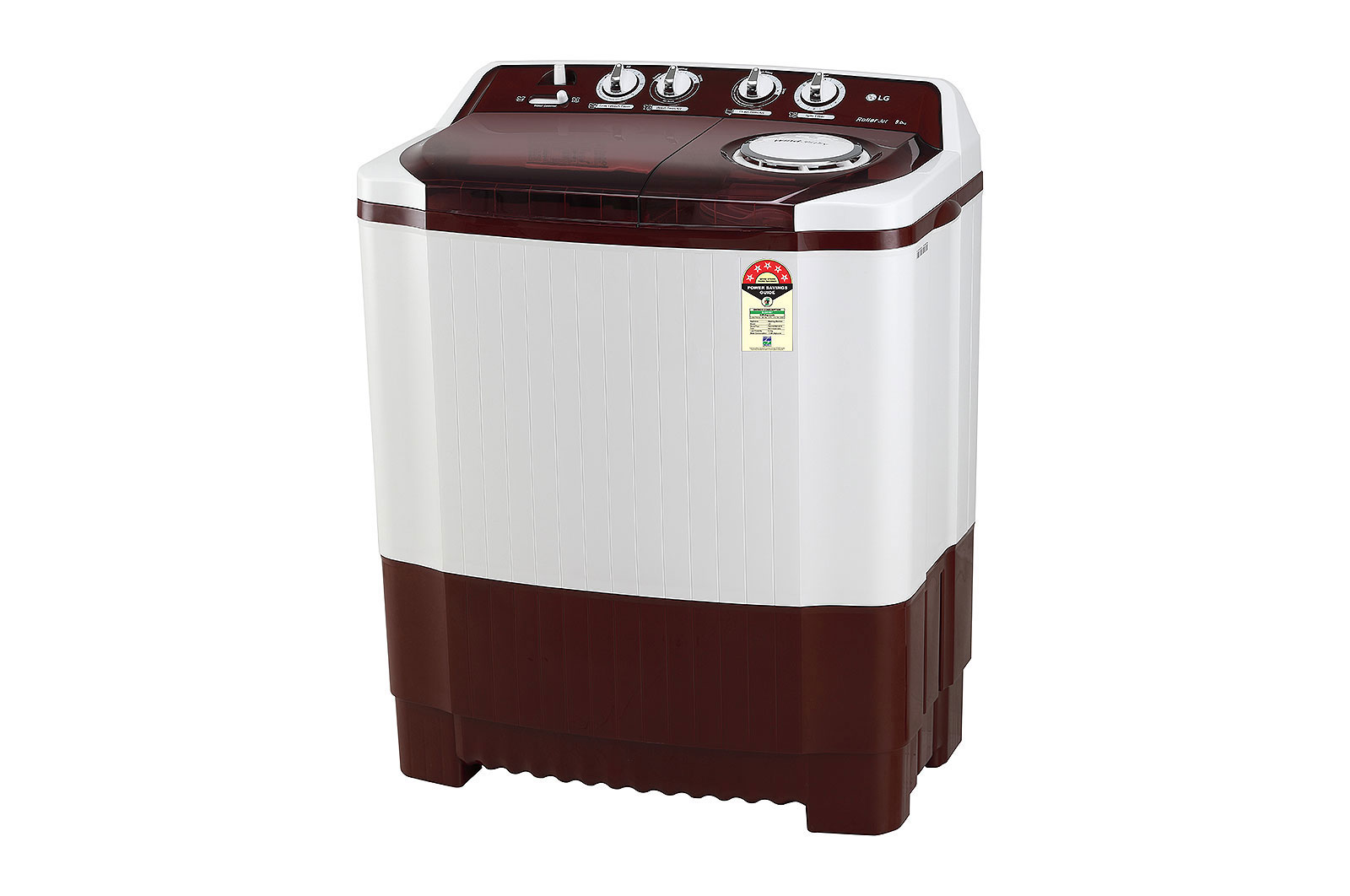 LG 8.5Kg Semi Automatic Top Load Washing Machine, Roller Jet Pulsator + Soak, Burgundy, P8530SRAZ